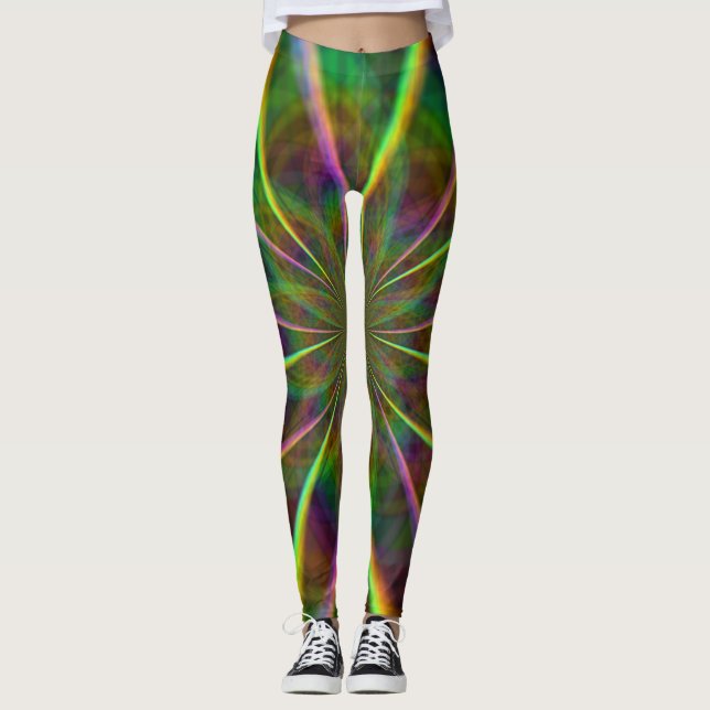 Crazy Rainbow Blume Leggings (Vorderseite)