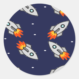 Crazy-Raketen Runder Aufkleber