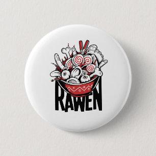 Crazy Ramen Noodle Zombie Design Button