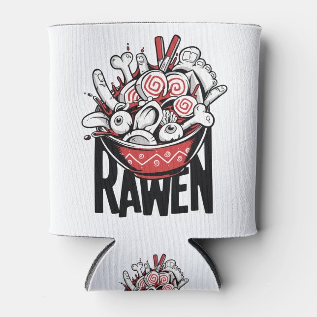 Crazy Ramen Noodle Zombie Design Dosenkühler (Vorderseite)