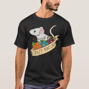 Crazy Rat Lady Design mit Blume Pet Rodent T-Shirt