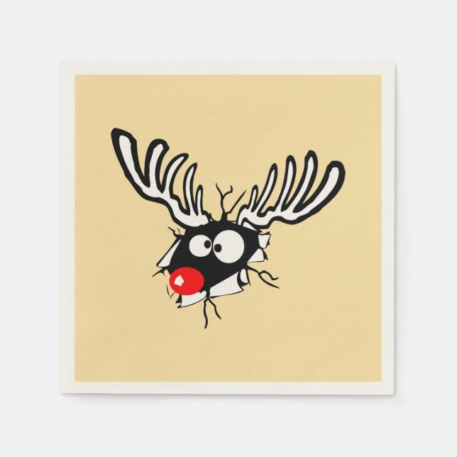 Crazy Red Nosed Reindeer Serviette (Vorderseite)
