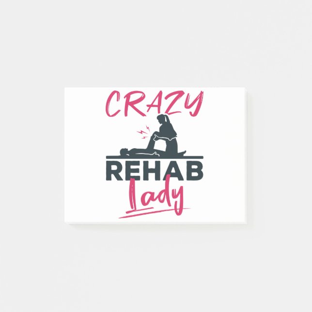 Crazy Rehab Lady Physical Therapist Post-it Klebezettel (Vorderseite)