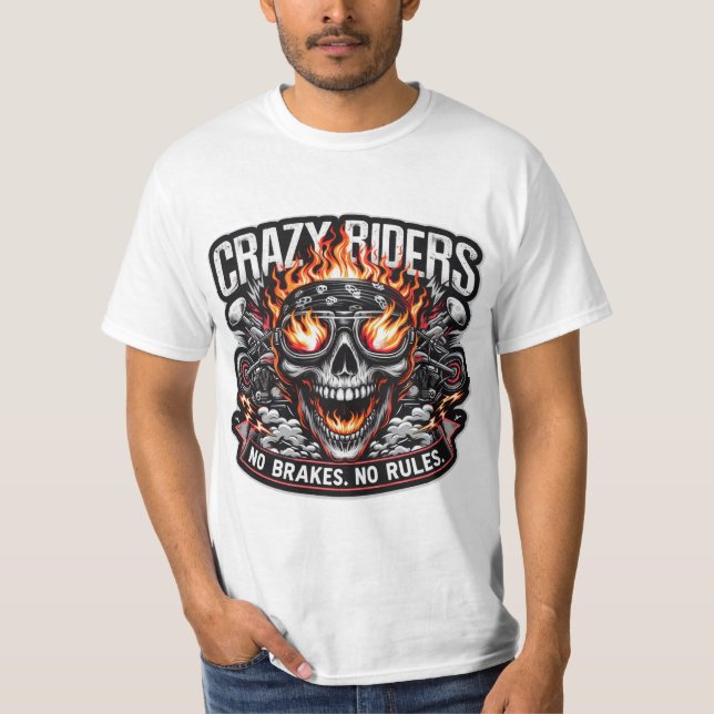 Crazy Riders - Bold Biker Spirit Graphic T-Shirt | (Vorderseite)