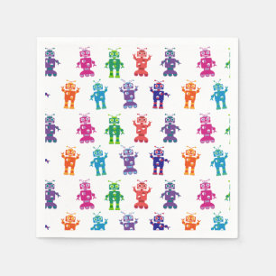 Crazy Robot Pattern Thema Geburtstagsparty Serviette