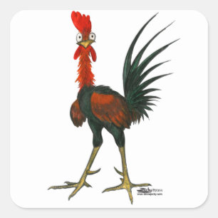 Crazy Rooster Quadratischer Aufkleber