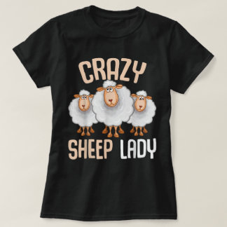 Crazy Sheep Lady Funny Design T-Shirt