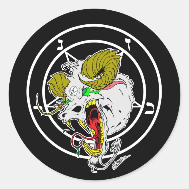 Crazy Sigil von Baphomet Runder Aufkleber (Vorderseite)