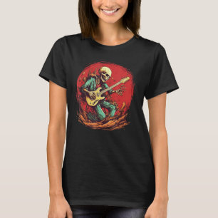 Crazy Skeleton Kostüm für Gitarrist und Rockn Rol T-Shirt