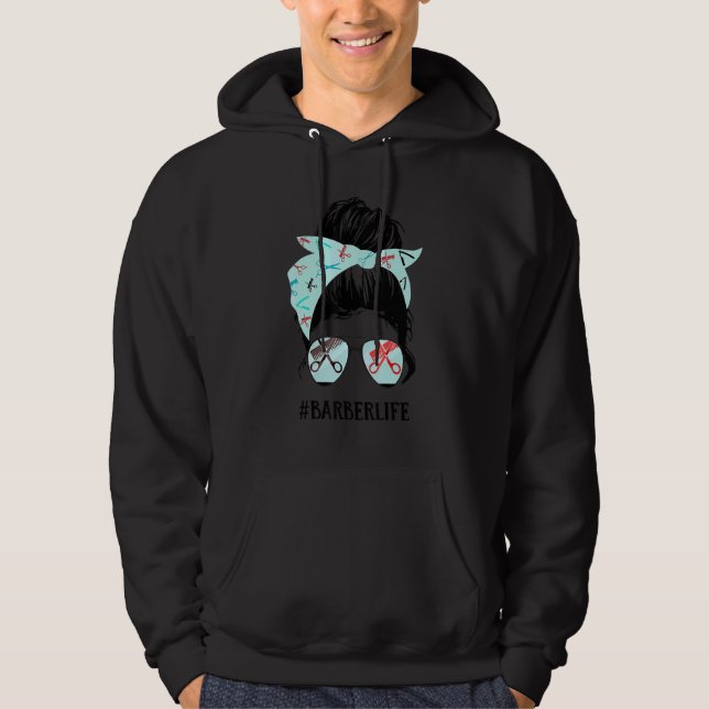 Crazy Skull Barber Gurte Pole Schere Haarklammer Hoodie (Vorderseite)