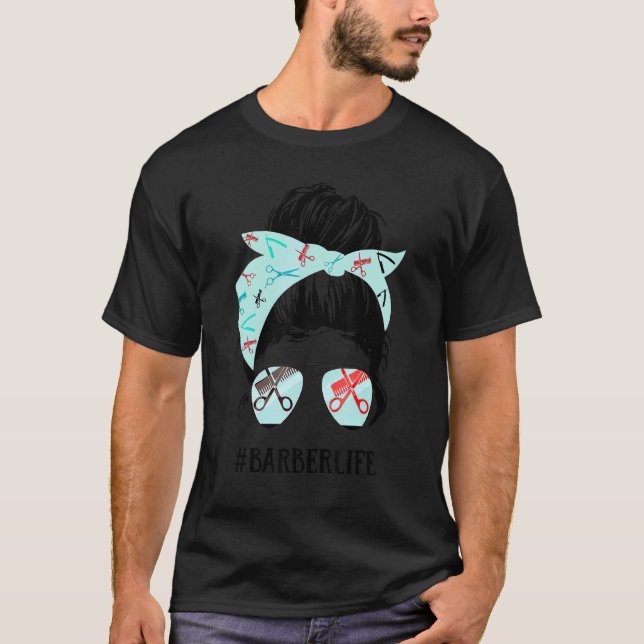 Crazy Skull Barber Gurte Pole Schere Haarklammer T-Shirt (Vorderseite)