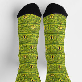 Crazy Snake Eyes Reptile Dragon Creepy Green Goth Socken