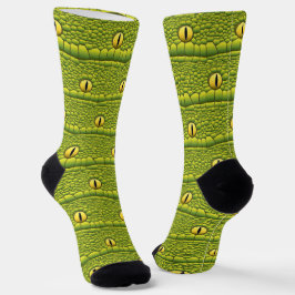 Crazy Snake Eyes Reptile Dragon Creepy Green Goth Socken