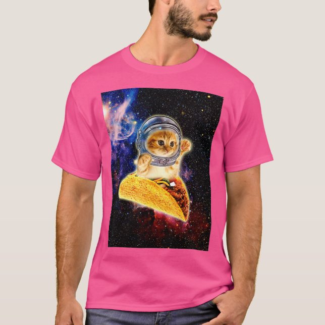 Crazy Space Taco Cat Funny T-Shirt (Vorderseite)