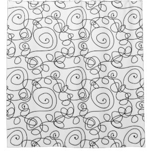 Crazy Spiral Lines schwarz + Ihr Hintergrund & Ide Duschvorhang