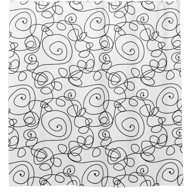 Crazy Spiral Lines schwarz + Ihr Hintergrund & Ide Duschvorhang (Vorderseite)