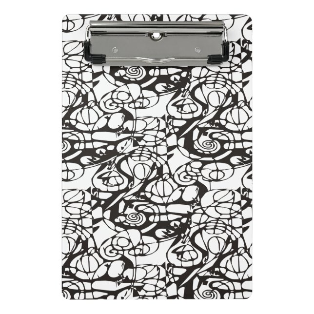 Crazy Spirals Lines schwarz II + Ihr Backgr. Idee Mini Klemmbrett (Vorderseite)