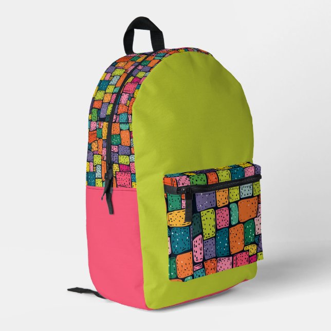 Crazy Squares 2 Tone Bedruckter Rucksack (Rückseitige Ecke links)