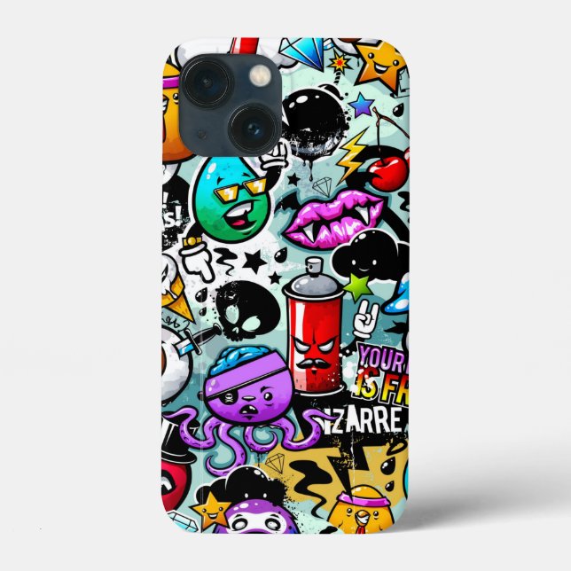 Crazy Sticker Skull, Lippen, Spray Graffiti Case-Mate iPhone Hülle (Rückseite)