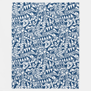 Crazy Structure Pattern 060423 - Indigo Style Blue Fleecedecke