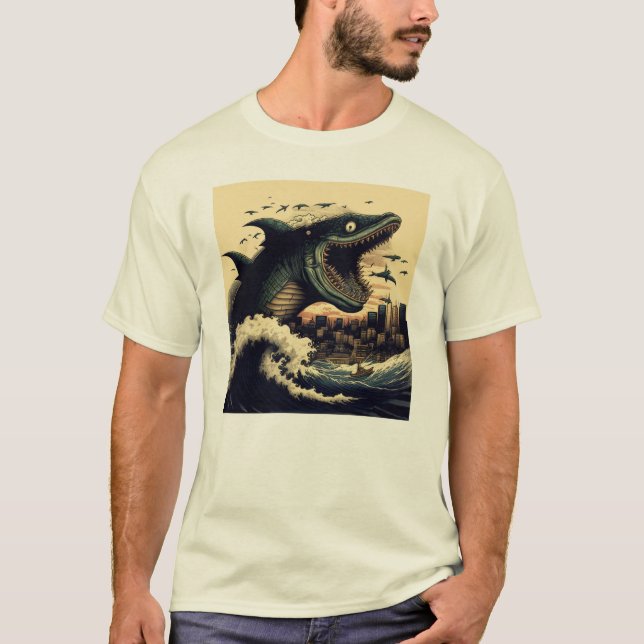 Crazy Sushi Shark Anime Attack T-Shirt (Vorderseite)