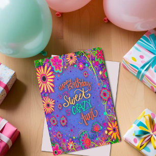 Crazy Tante Birthday Hübsch Floral Funny Karte
