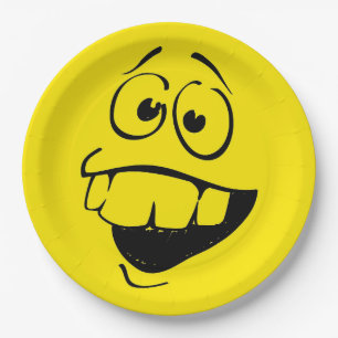 Crazy Teeth Face Funny Emoticon Party Pappteller