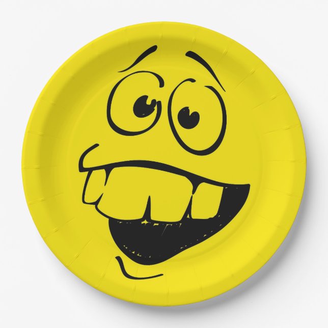 Crazy Teeth Face Funny Emoticon Party Pappteller (Vorderseite)