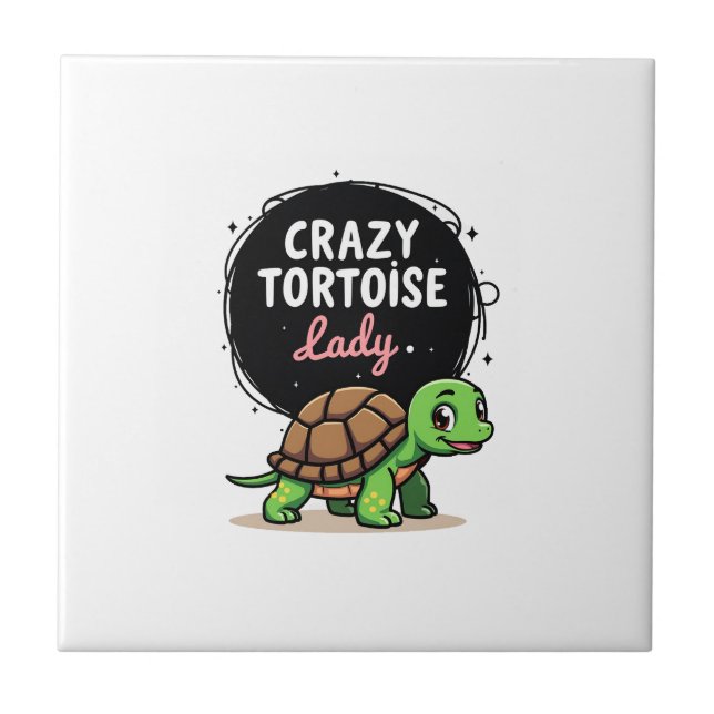 Crazy Tortoise Lady Tortoises Mom Women Turtle (2) Fliese (Vorderseite)