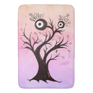 Crazy Tree Creature Ink Art Pink Fantasy Badematte