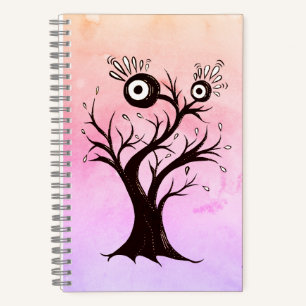 Crazy Tree Creature Ink Art Pink Fantasy Notizbuch
