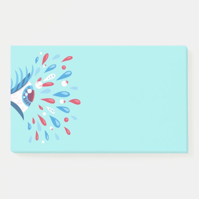 Crazy Trippy Eye Blue Psychedelic Art Post-it Klebezettel (Vorderseite)