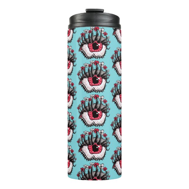 Crazy Trippy Eye komisch Whimsigoth Thermosbecher (Vorderseite)