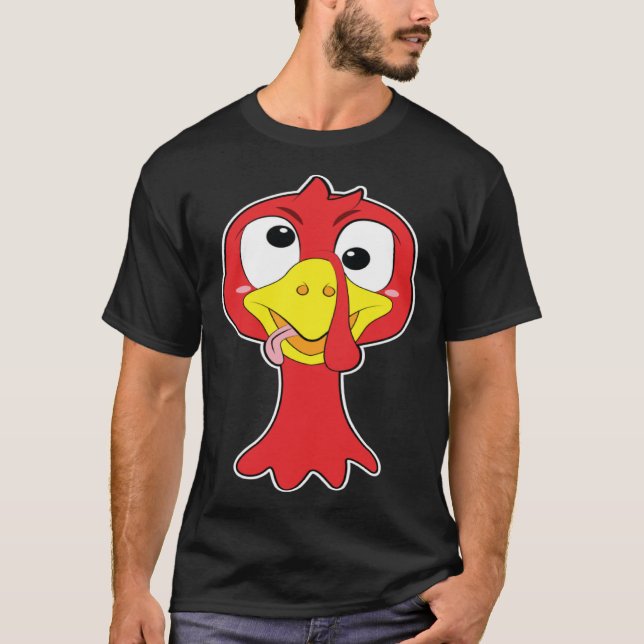Crazy Trippy Thanksgiving Turkey Head T-Shirt (Vorderseite)