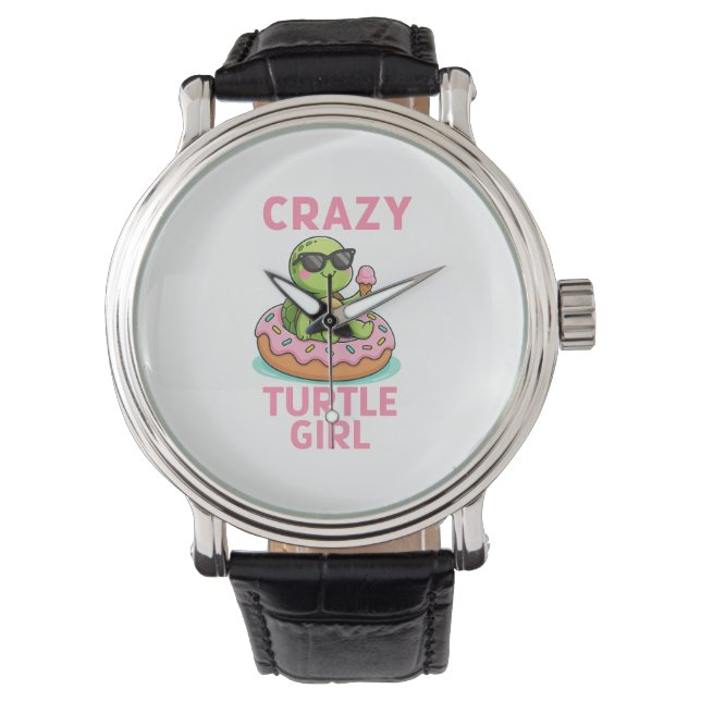 Crazy Turtle Girl Armbanduhr (Vorderseite)