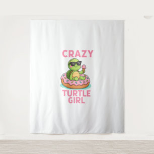 Crazy Turtle Girl Wandteppich
