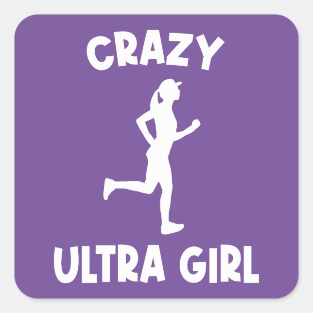 Crazy Ultra Running Girl Quadratischer Aufkleber (Vorderseite)