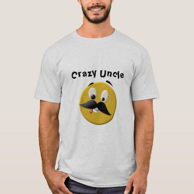 Crazy Uncle Happy Face mit Mustache T-Shirt (Vorderseite)