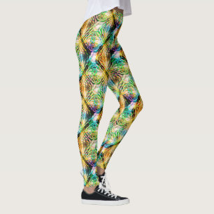 Crazy verbrannte bunt Textur, abstrakte Quadrate Leggings