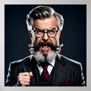 Crazy verrückter Professor mit Bart Poster