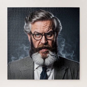 Crazy verrückter Professor mit Bart Puzzle