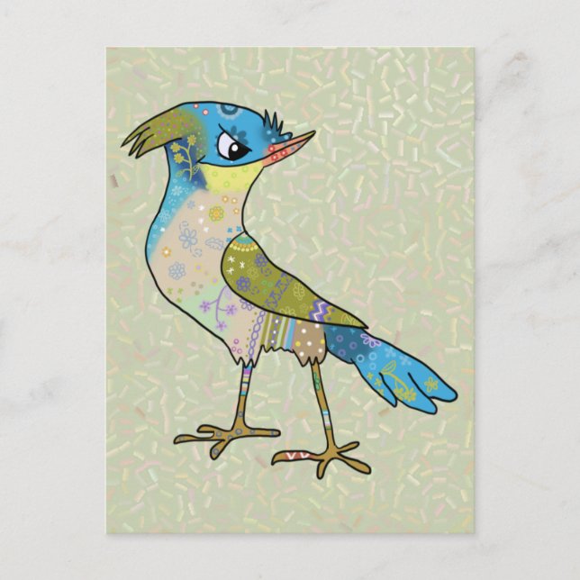 Crazy Vogel Postkarte (Vorderseite)