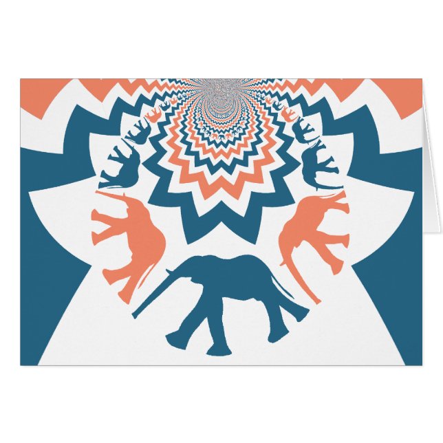 Crazy Walking Elephants Coral Zickzack Muster (Vorderseite (Horizontal))