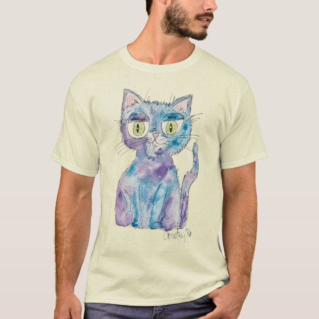 Crazy watercolor cat T-Shirt (Vorderseite)