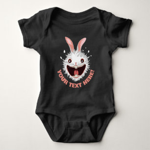 Crazy White Rabbit Face Baby Strampler