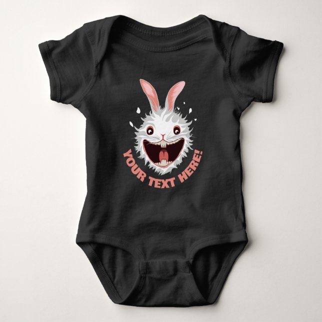 Crazy White Rabbit Face Baby Strampler (Vorderseite)