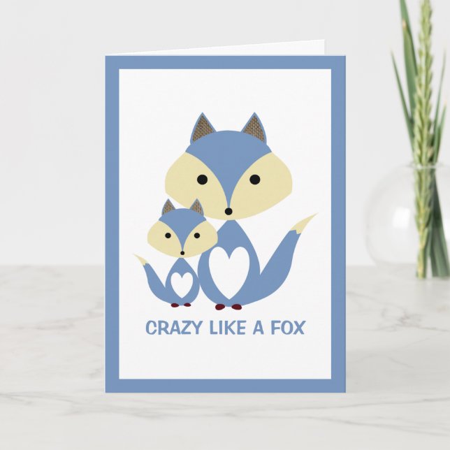 Crazy wie ein Fuchs, Blue Fox Burlap Karte (Vorderseite)