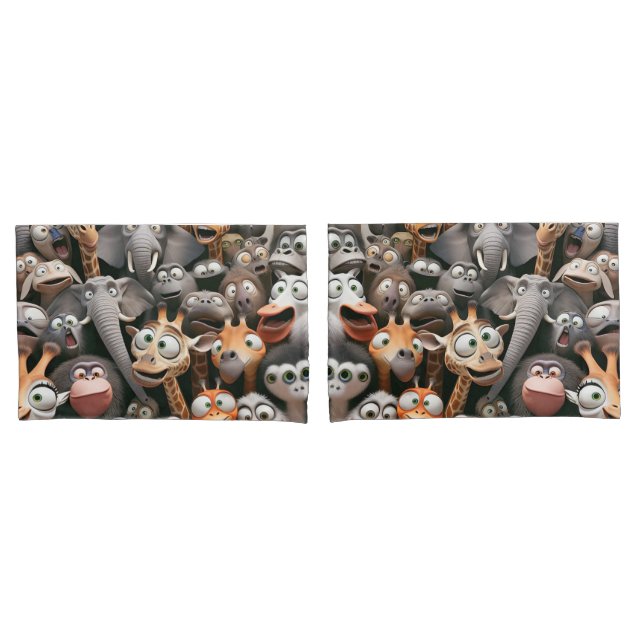 Crazy Wildlife Group Kissenbezug (Vorderseite-Set)