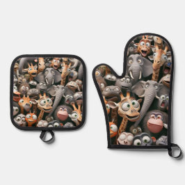 Crazy Wildlife Group Ofenhandschuh & Topflappen-Set