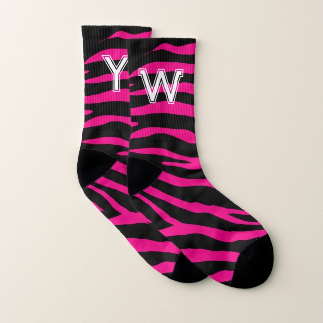 Crazy Women's Socken mit Zebrastreifen und Monogra (Paar)
